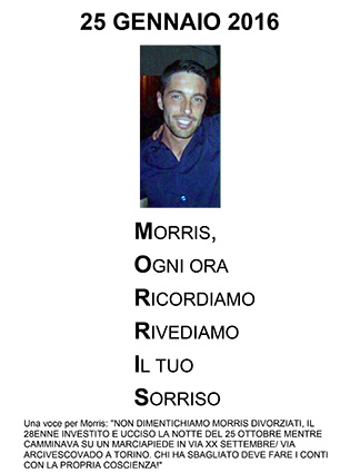 Ciriè: mobilitazione di parenti e amici per non dimenticare la morte di Morris Divorziati