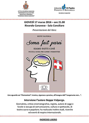 Rivarolo Canavese: Beppe Valperga presenta il suo libro “Soma Fait Parei”