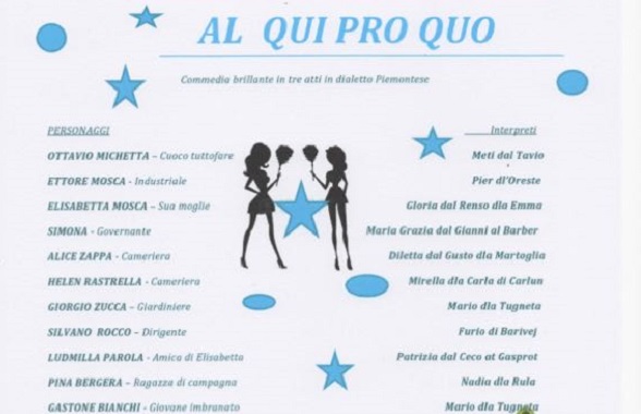 Busano, la compagnia teatrale “Gnet at Busan” presenta la commedia brillante “Al Qui Pro Quo”