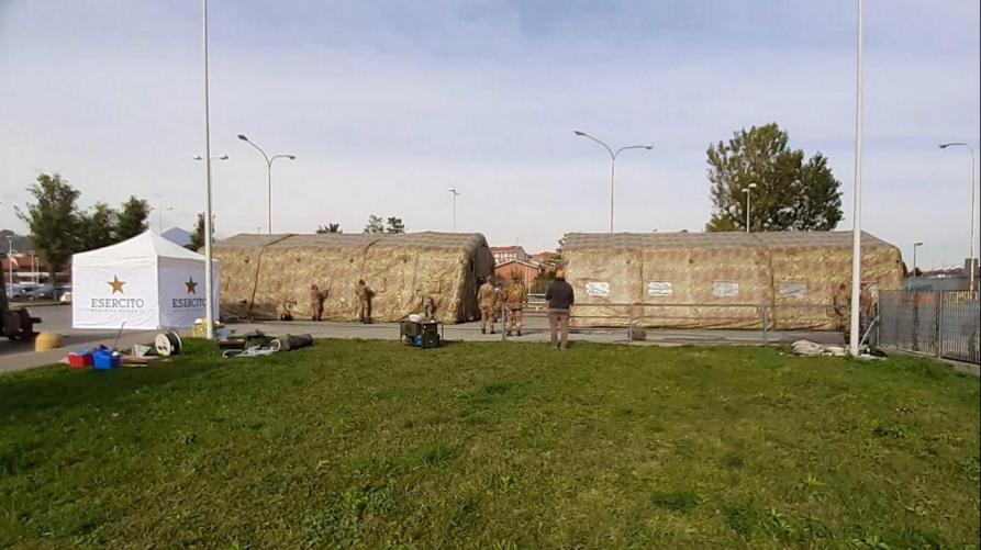 Emergenza Covid: l’Esercito potenzia gli ospedali del Piemonte con tensostrutture sanitarie esterne