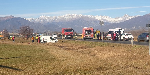 Ozegna: in un drammatico scontro tra furgone e un camion un uomo è morto sul colpo