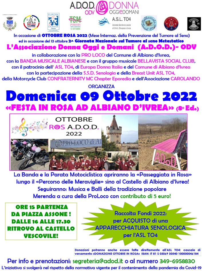 Le iniziative dell’Asl T04 per “Ottobre Rosa”, mese della prevenzione del tumore al seno