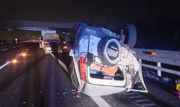 Chivasso: incidente sull’autostrada A4. In un tamponamento si ribalta l’auto di una donna 81enne di Ivrea