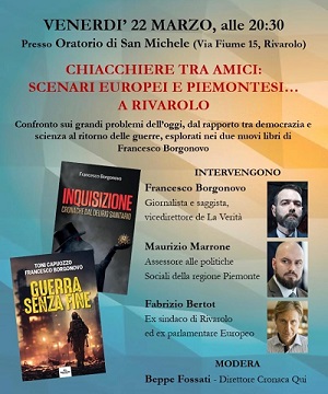 Rivarolo: domani 22 marzo, all’oratorio di San Michele serata sugli scenari europei e piemontesi