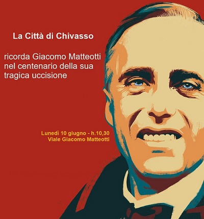 L’amministrazione comunale di Chivasso ricorda Giacomo Matteotti nel centenario dell’omicidio