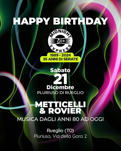 Rueglio celebra 35 anni di Midnight Express: una serata per unire generazioni con musica e ricordi