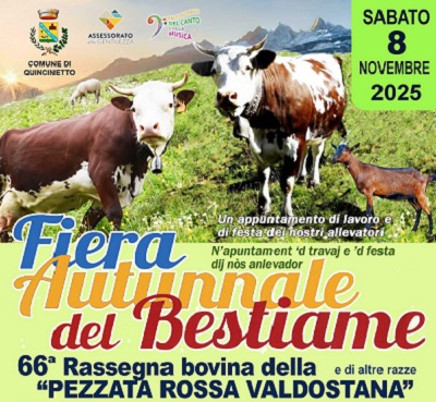 Quincinetto, tutto pronto per la Fiera Autunnale del Bestiame: protagonisti la tradizione, l’allevamento e sapori locali