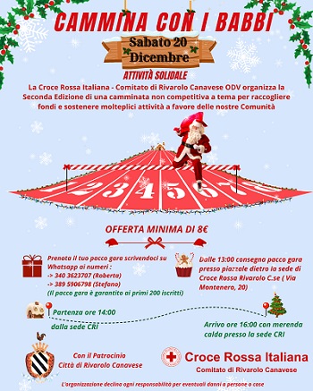 Rivarolo Canavese, torna “Cammina con i Babbi”: seconda edizione della camminata solidale della Croce Rossa
