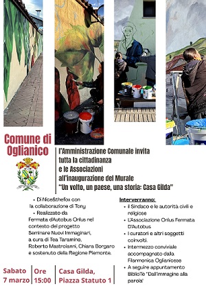 Oglianico celebra la Giornata Internazionale della Donna con l’arte: sabato 7 l’inaugurazione del murale “Casa Gilda”