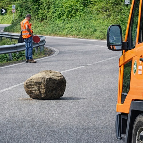 Bollengo, masso precipita tra i tornanti della statale 338 tra i tornanti: tragedia sfiorata, strada messa in sicurezza