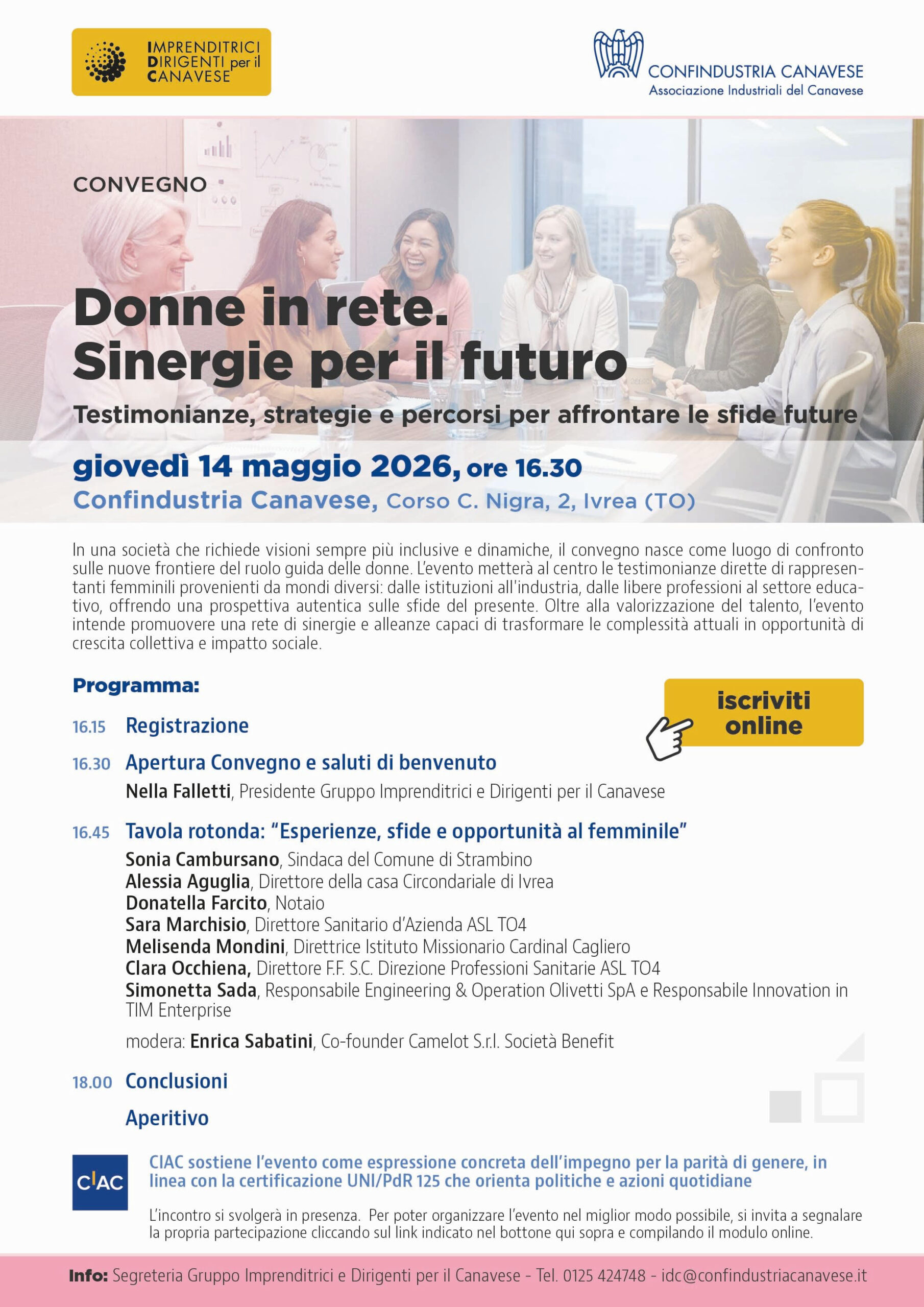 “Donne in rete. Sinergie per il futuro”: a Ivrea il confronto sul ruolo femminile tra impresa, istituzioni e società