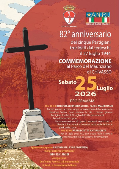 Chivasso ricorda i cinque partigiani fucilati dai nazisti: il 25 luglio la commemorazione al Parco del Mauriziano